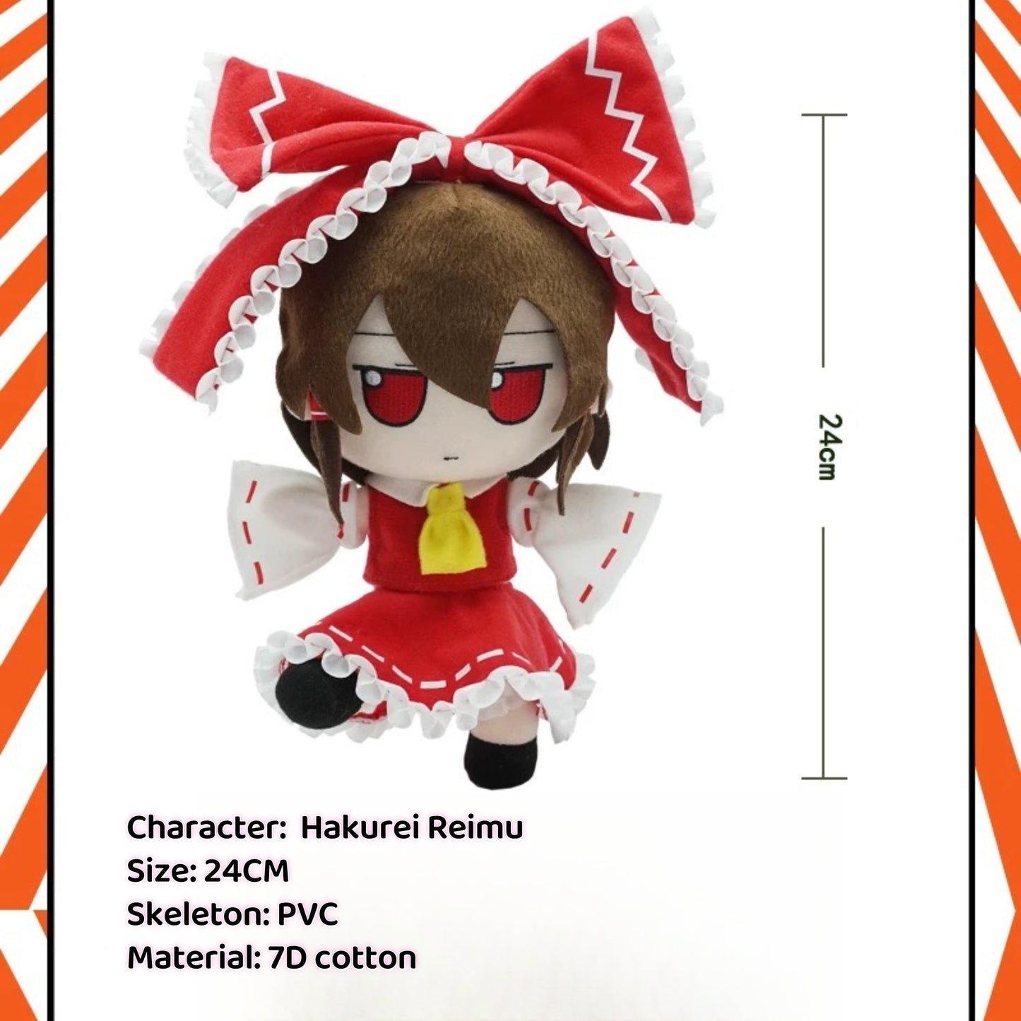 Touhou Project Fumo Hakurei Reimu PVC Skeleton Ver. Plush Doll Stuffed Toy 24CM Plushie