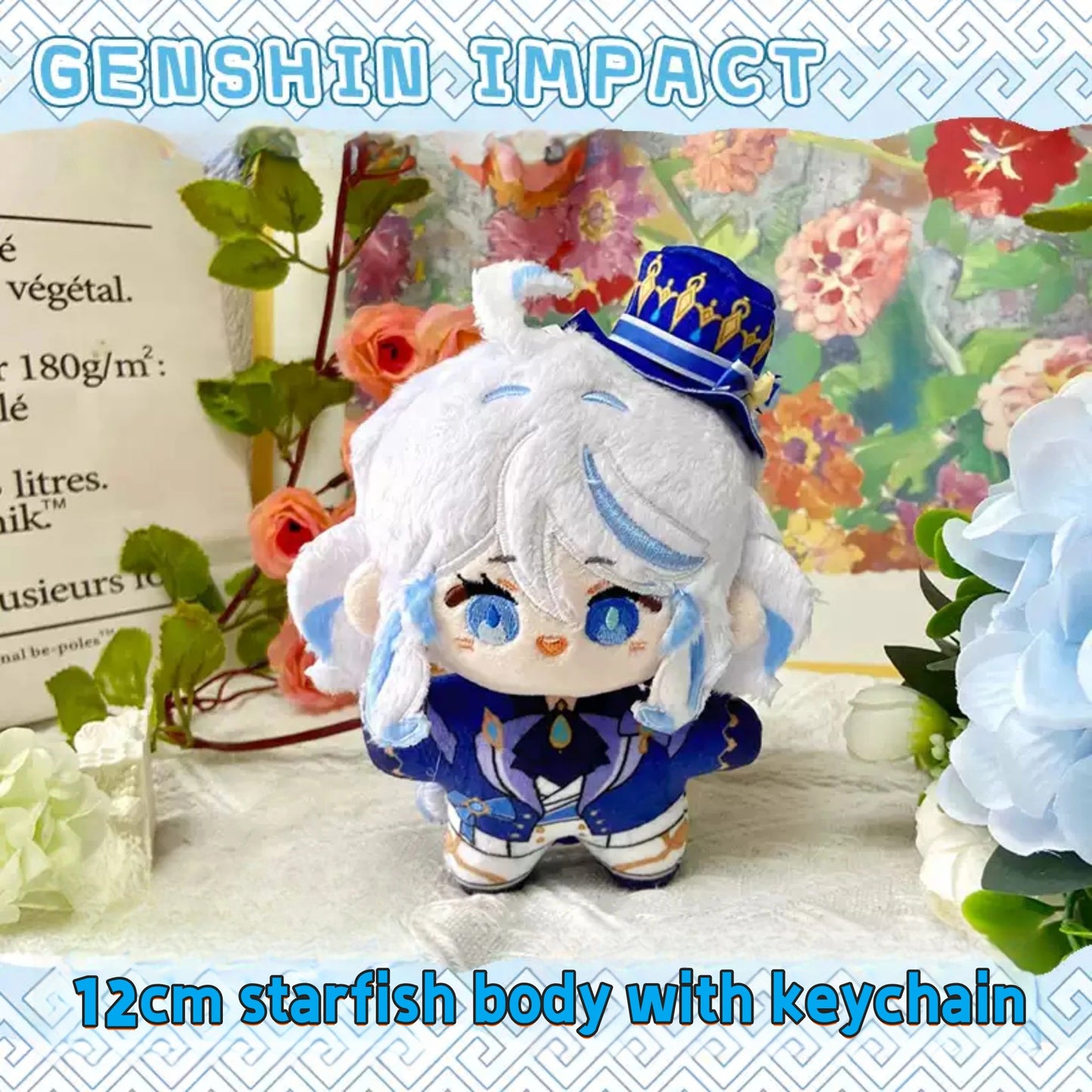 Yolo Anime Genshin Impact Furina Focalors /Neuvillette/ 12cm Plush Doll Keychain Toy Anime