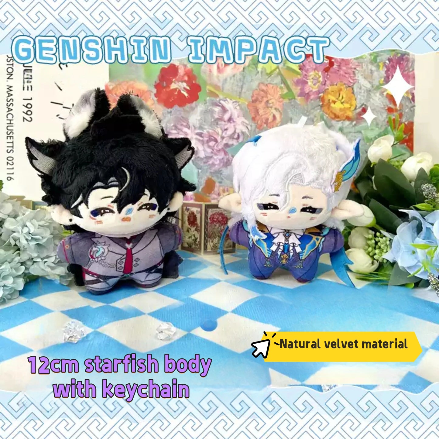 Yolo Anime Genshin Impact Furina Focalors /Neuvillette/ 12cm Plush Doll Keychain Toy Anime