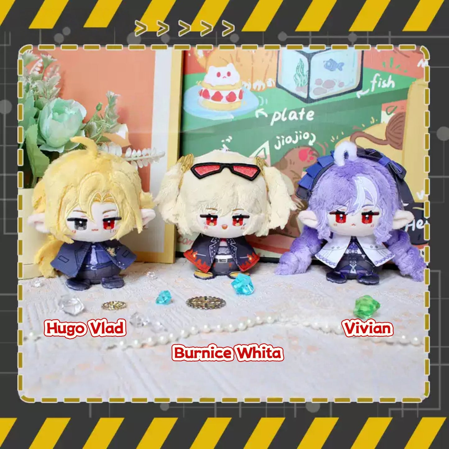 Yolo Anime Zenless Zone Zero Fan-made Vivian Hugo Vlad  Burnice Whita Plush Doll Keychain Pendant Toy 12CM