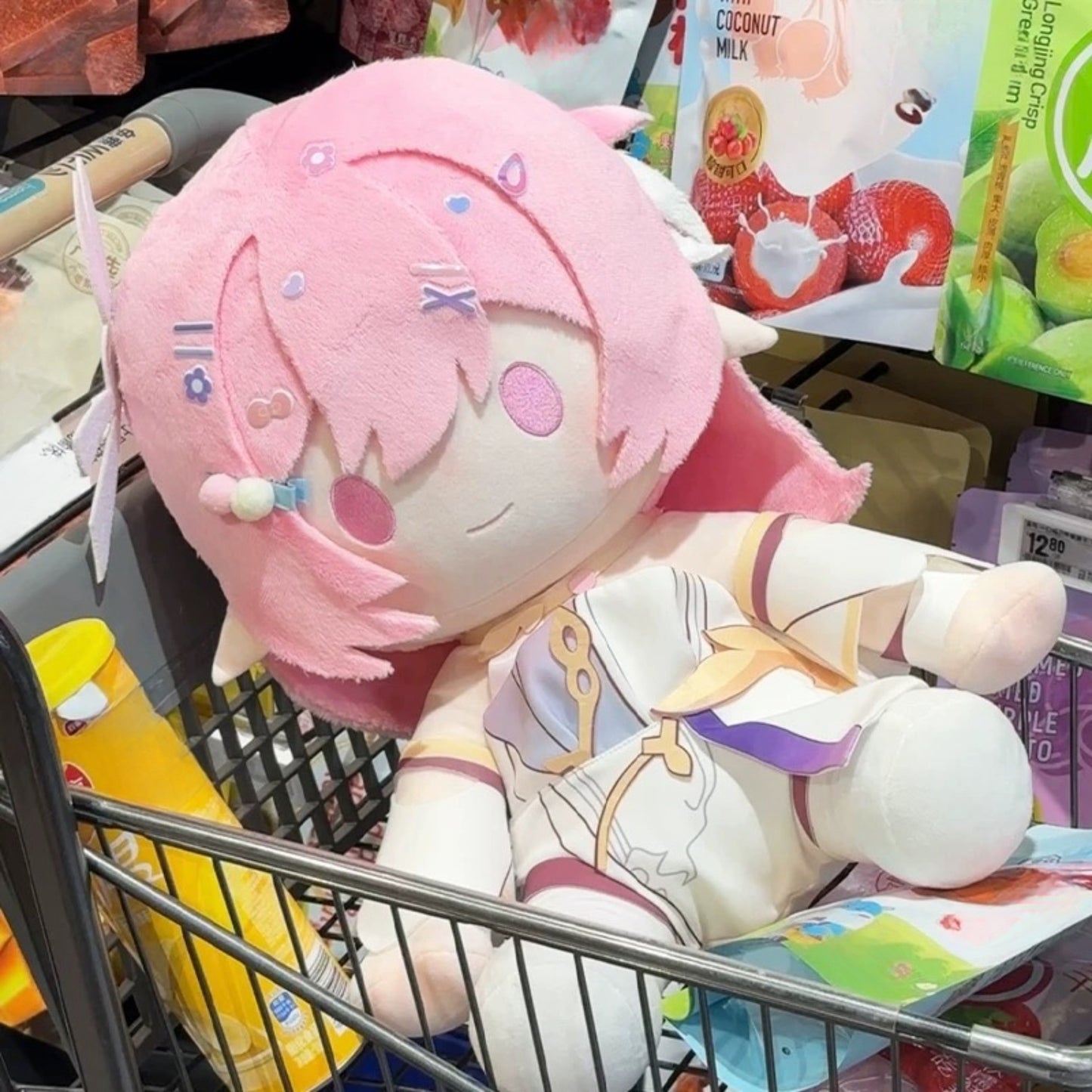 Yolo Anime Honkai Impact 3 Elysia  Plush Doll Sitting  Dress Up Plushie Stuffed Toy 40CM