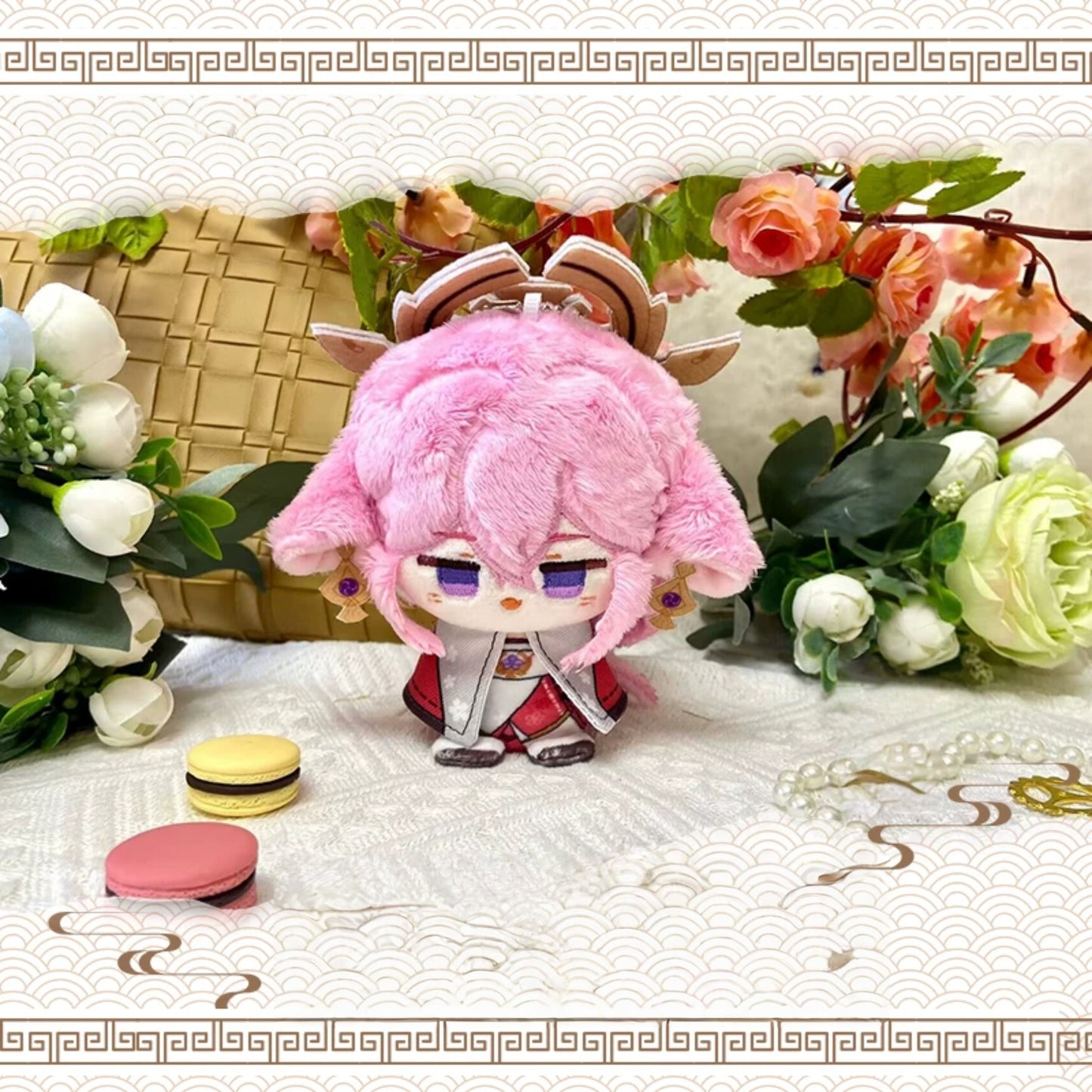 Yolo Anime Yae Miko Hutao Ganyu Fan-made Plush Doll Keychain Pendant Cute Anime Collection Gift Toy 12CM