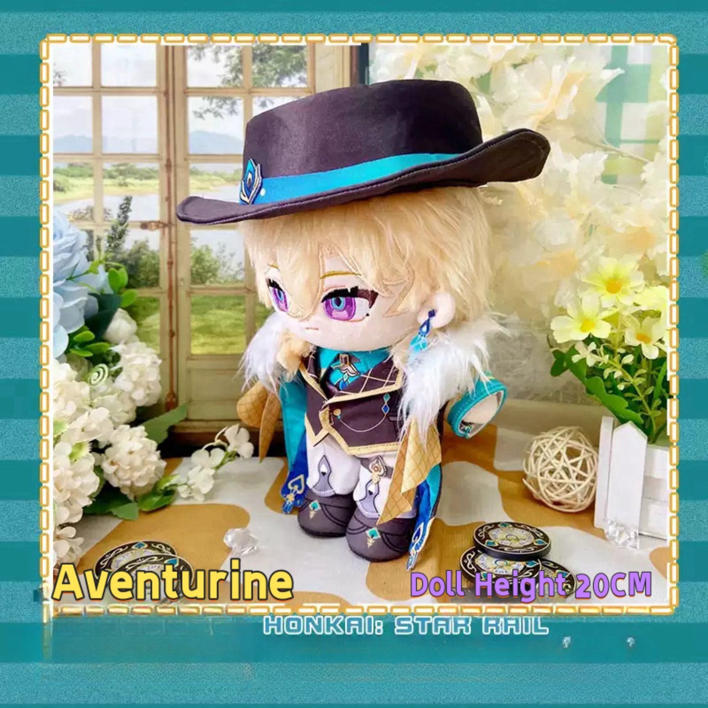 Yolo Anime Honkai: Star Rail Aventurine Plush Doll Stuffed Dress Up  Plushie Toy Gift 20CM
