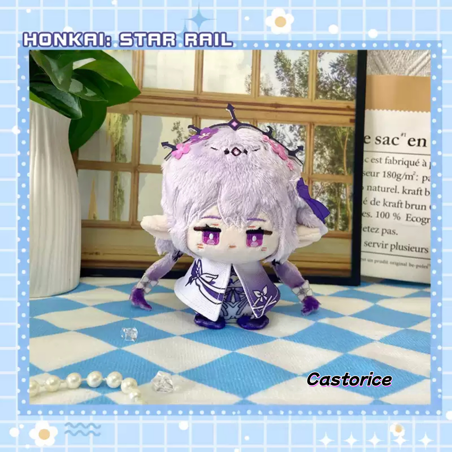 Yolo Anime Honkai Star Rail Herta Castorice Plushies 12CM  Sitting Doll Key Chain