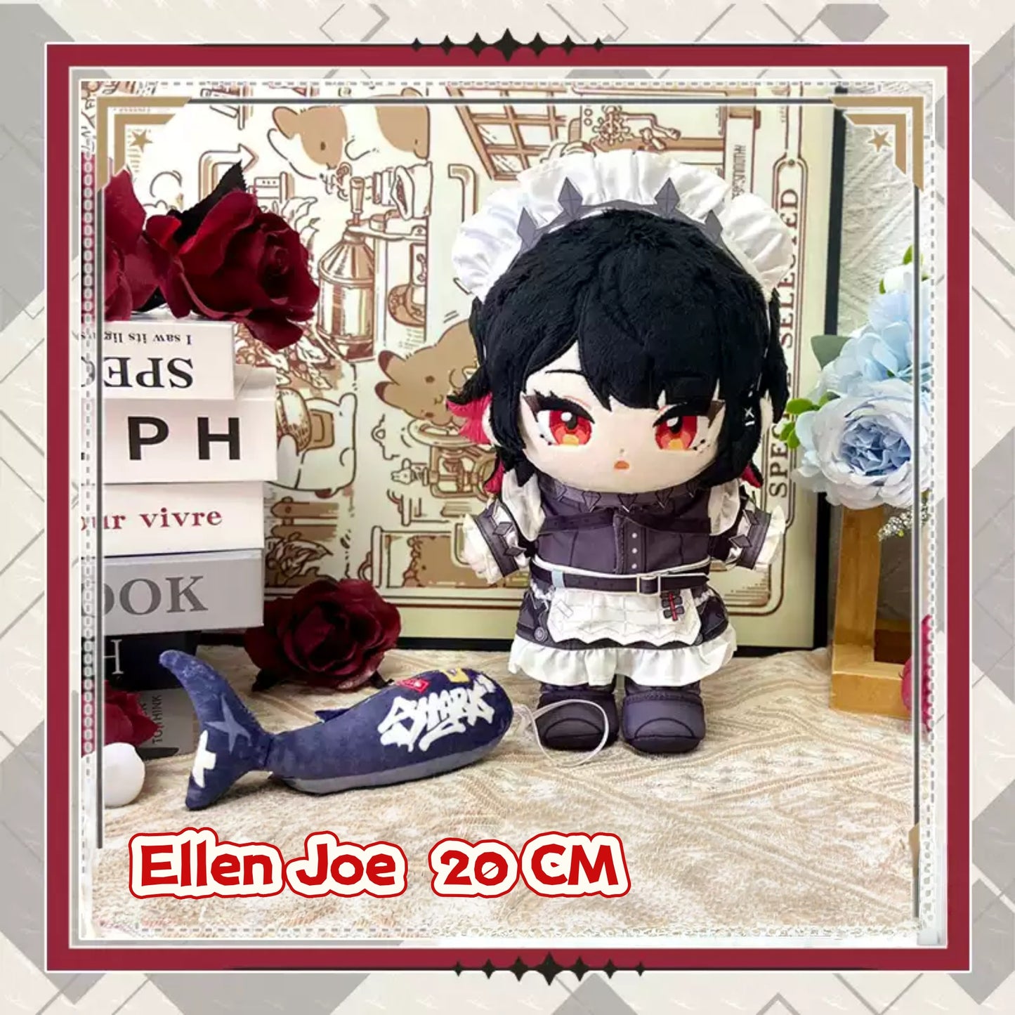 Yolo Anime Zzz  Fan-made Ellen Joe Shark  Plush Doll Pillow Dress up Toy 20cm Gift