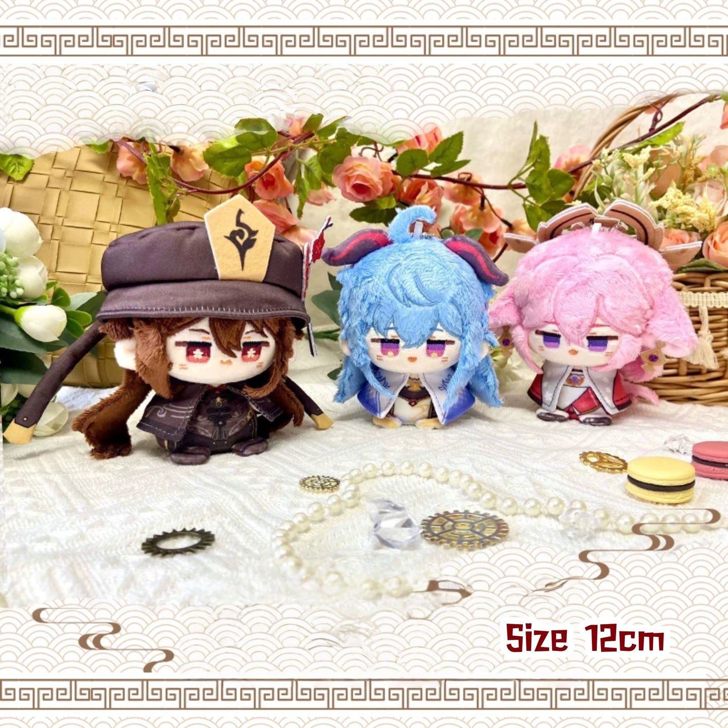 Yolo Anime Yae Miko Hutao Ganyu Fan-made Plush Doll Keychain Pendant Cute Anime Collection Gift Toy 12CM