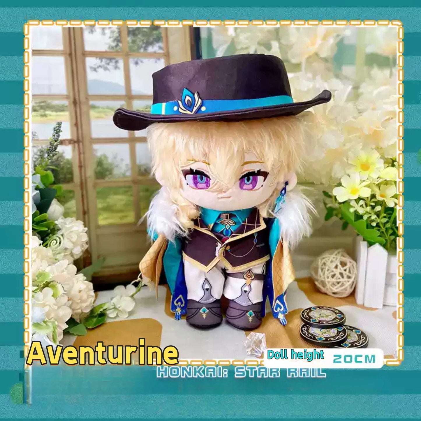 Yolo Anime Honkai: Star Rail Aventurine Plush Doll Stuffed Dress Up  Plushie Toy Gift 20CM