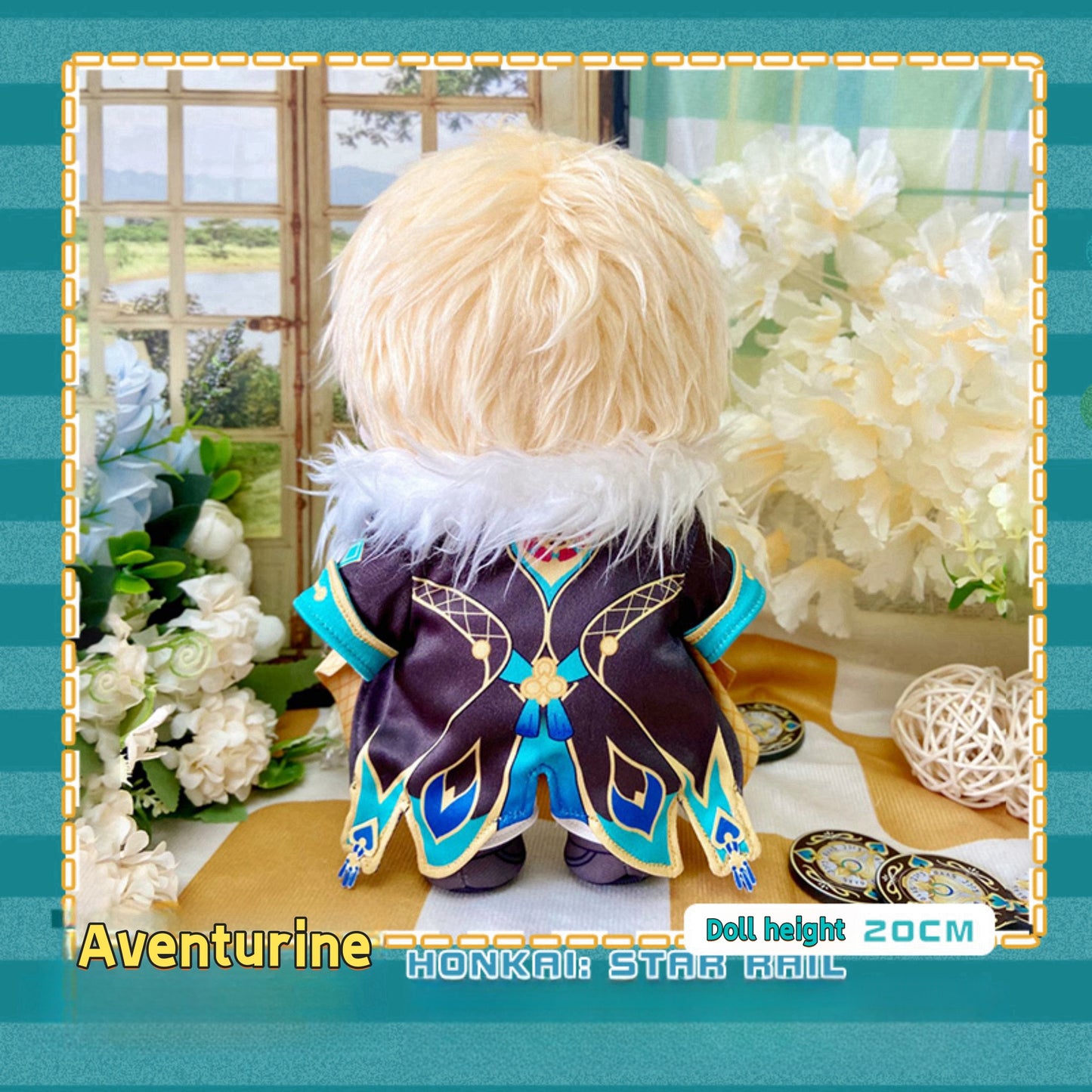 Yolo Anime Honkai: Star Rail Aventurine Plush Doll Stuffed Dress Up  Plushie Toy Gift 20CM